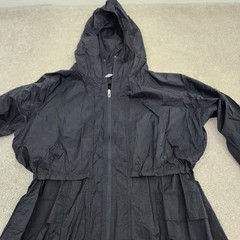 Athleta Women Medium 100% Nylon Windbreaker Long Jacket Trench Lightweight Black