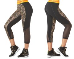 Zumba Be About Love Panel Crop Capri Leggings ~ Army Green ~ XS & Small ~ New!