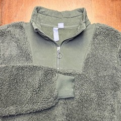 Sweaty Betty Fleece Sherpa Pullover Women Size 8 Medium Green 1/2 Zip Borg