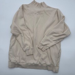Aerie Mock Neck Sweatshirt Oatmeal Beige Pocket Fleece Pullover Small
