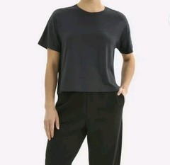 Athletic Works Women’s LARGE Short Sleeve Buttercore Cropped Tee BLACK #10626