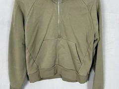 Athleta Forever Fleece Hoodie 1/2 Zip Women’s Small Green Cropped Fit Casual