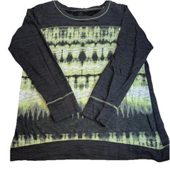 H2 Hannah Gray Tye Dye Athletic Long Sleeve Top Size Large