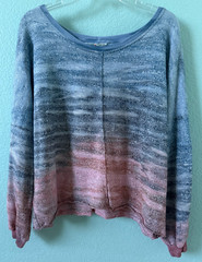 HARD TAIL Slouchy Oversized Terri Ombre Balloon Sleeve Crop Pullover Top LRG