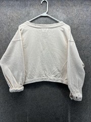 Anthropologie Sweatshirt Womens Small Beige Boat Neck Balloon Sleeve Pullover