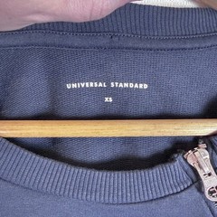 Universal Standard Asymmetrical Zip Sweatshirt XS Navy Blue Long Sleeve Modern