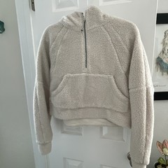 LULULEMON SCUBA OVERSIZED HALF-ZIP FLEECE HOODIE BONE NEW WITH TAGS SIZE XS/S