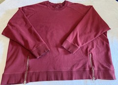 Universal Standard XL (26W) Brick Red Pullover Cotton Sweatshirt Zipper Accents