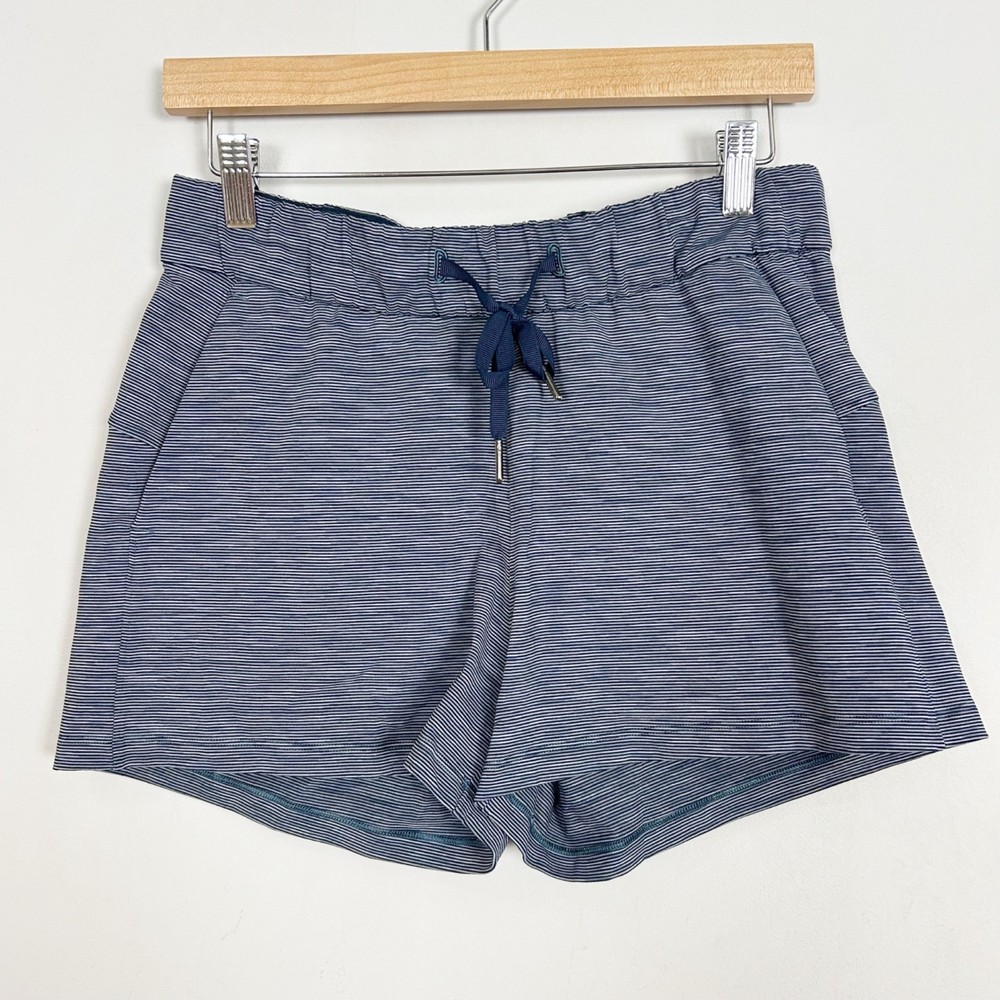 Lululemon On The Fly Shorts Navy Blue Spacedye Size 6 Drawstring Waist Women’s