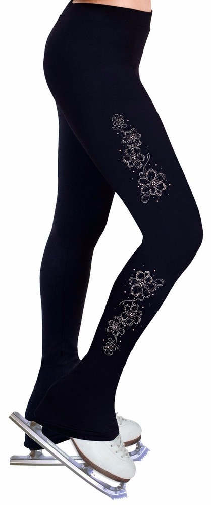 Ice Figure Skating Dress Practice Pants Trousers Leggings w/Rhinestone R295