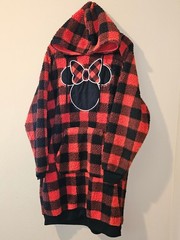 Disney Minnie Mouse Buffalo Plaid Fleece Hoodie Loungewear Oversized XL