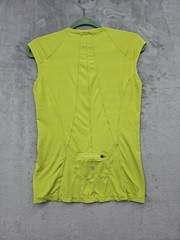 Athleta Intrepid Cap Sleeve Front Zip Top S Lime Green Sun Shield UPF 50