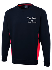 Personalised Embroidered Two Tone Crew Neck Sweatshirt Custom Text Logo Unisex
