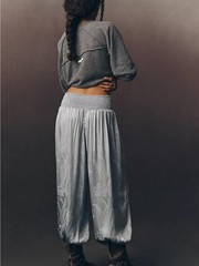 NWT By Anthropologie Jacquard Balloon Pants in Misty Blue Size Large