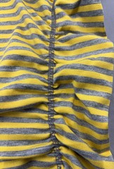 LULU Collection Women’s Ruched Sides Cap Sleeve Shirt Yellow Grey Stripes