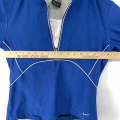 Nike Dri-FIT Running Pullover Women Large Blue Half Zip Thumbholes Built in Tank