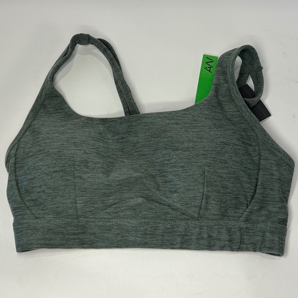 Athletic Works ButterCore Twist Back Sports Bra Black Heather Size XS 0-2 New