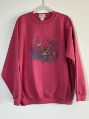 Natural Reflections Sweatshirt Women’s XL Pink Bunnies Rabbits Flowers Pullover