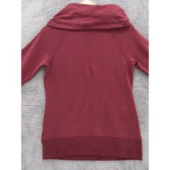 L.L. Bean Cozy Pullover XS Petite Burgundy Red Cowl Neck Thumb Hole