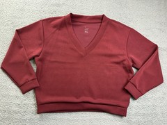 A New Day Womens Large Maroon V-Neck Sandwash Sweatshirt