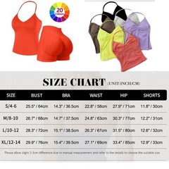 2 Piece Workout Sets Women Tank Top High Waist Booty Lifting Shorts Gym Active