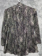 Chico’s Open-Front Animal & Abstract Print Cardigan – Gray Multi Sz XL