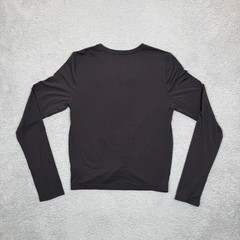 Athleta Black Twist Front Long Sleeve Activewear Top Crew Neck Small RN 54023