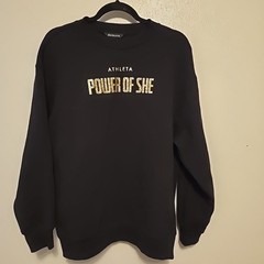 Athleta Power of She Forever Fleece Crewneck Sweatshirt Black S