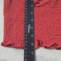 Free People Movement Smocked Crop Top Sz L Orange/Red Boho Chic Athleisure