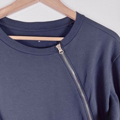 Universal Standard Asymmetrical Zip Sweatshirt XS Navy Blue Long Sleeve Modern