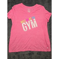 Danskin Now Womens XXL Pink Flame Meet Me At The Gym Graphic V-Neck T-Shirt 0207