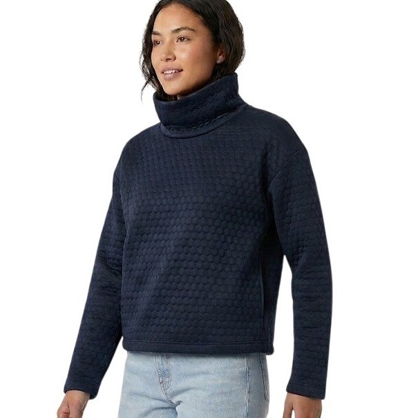 New Balance HeatLoft Funnel Neck Women Size S Navy Blue Quilted Relaxed Pullover