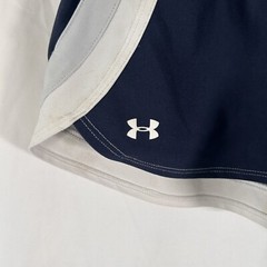 Under Armour Shorts Women Small Blue White Stripes Pull On Elastic Waist Pockets