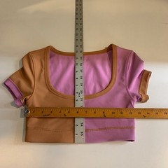 L*Space Top Womens S Small Tan Pink Active Revolutions Ribbed Colorblock Cropped