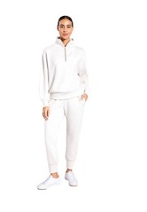 Varley Davidson Doublesoft Set Ivory Marl XS Half Zip Sweatshirt Slim Joggers