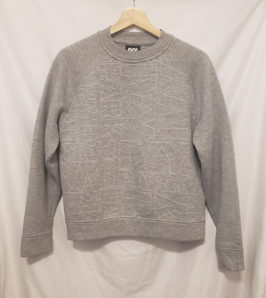 Beyoncé Ivy Park Stitched Quilted Logo Sweatshirt 2XS Gray Crewneck Pullover