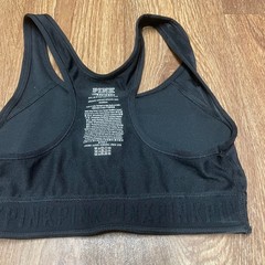 Pink Victorias Secret Ultimate Unlined Solid Black Racerback Sports Bra XS B70