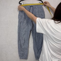 Athleta Jogger Pants Womens 4 Blue Linen Lightweight Elastic Waist Pockets