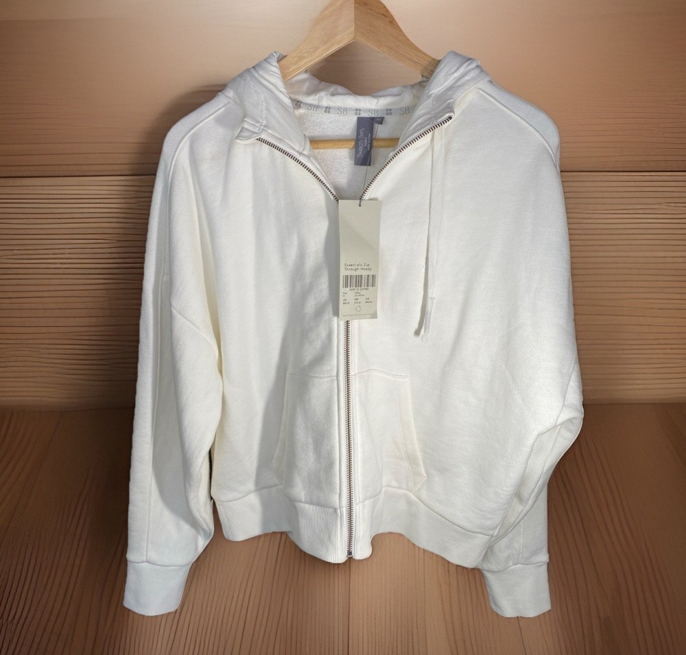 Sweaty Betty London Full Zip Hoodie Women’s Medium Lily White NWT MSRP 88.00