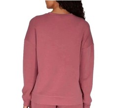 Lazypants Ladies’ Long Sleeve Luxe Crewneck Sweatshirt Cream, Berry B75