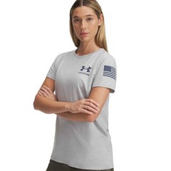 UNDER ARMOUR FREEDOM BANNER SHORT SLEEVE TSHIRT Womens Gray Medium #1370819