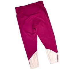 Zella Pink Sheer Drama Leggings Capri High Rise Maroon Mesh Lg Waistband Pocket