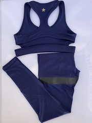 Women Yoga Set Crop Top w/ High Waist Legging Stretchy Non See Though