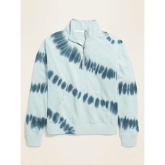 OLD NAVY Womens’ Blue Cool Tie Dye Mock-Neck Half Zip Sweatshirt Sz XL