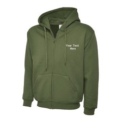 Personalised Custom Embroidered Full Zip Up Hoodie text logo unisex workwear