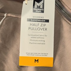 Member’s Mark Women’s Sandwash Half Zip Mock Neck Moisture Wicking Taupe M