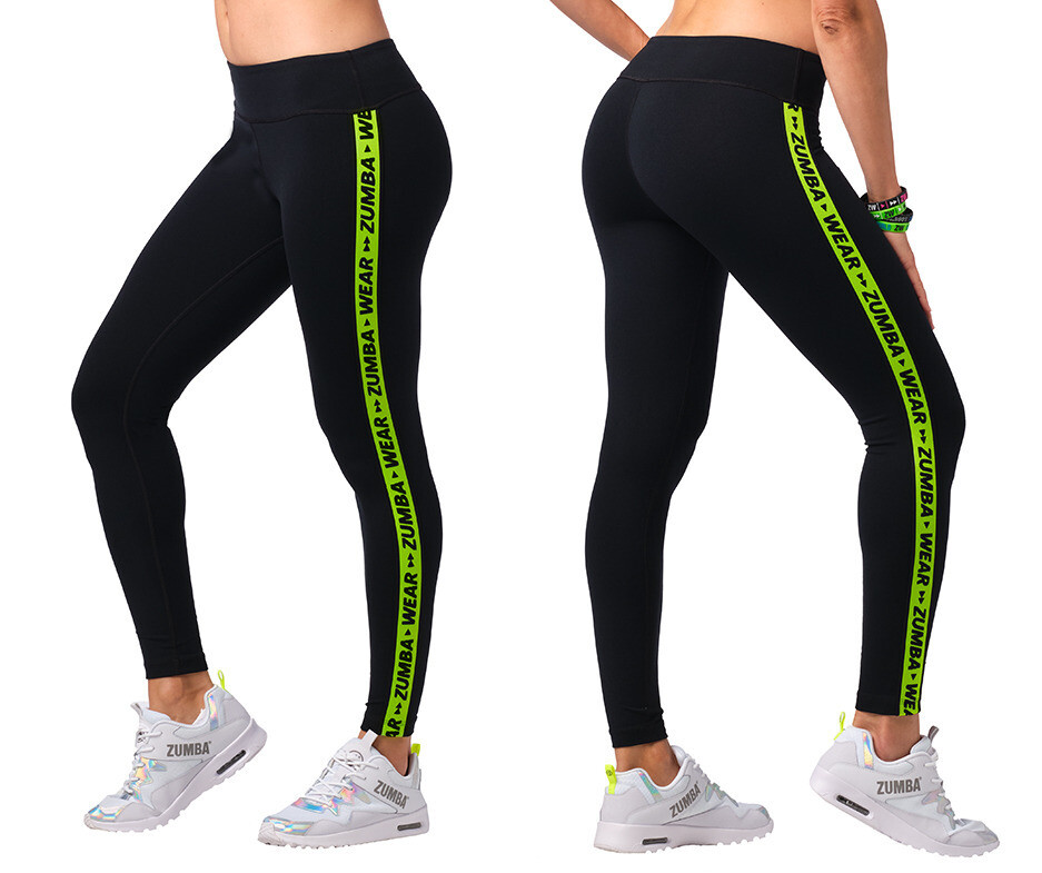 Zumba Happy Ankle Leggings – Bold Black & Green ~ XS, S, M, L, XL, XXL ~ New!