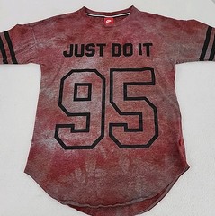 NIKE Just Do It 95 Women’s Small Shirt Procion Ice Tie Dyed Upcycled Custom LOGO