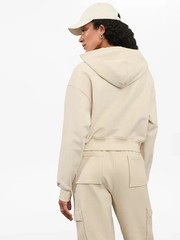 New Athleta L Forever Fleece Ultra Crop Full Zip Bone Large