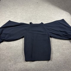 Zara Sweatshirt Medium M Balloon Sleeve Black Crewneck Boxy Fit